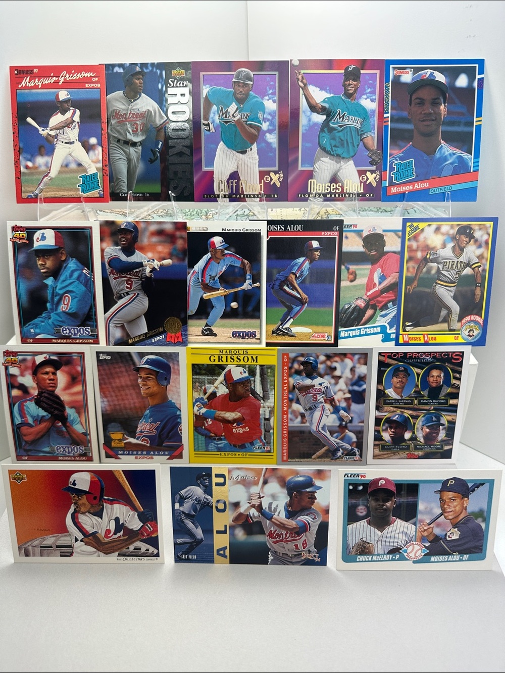 Montreal Expos Moises Alou/Marquis Grissom/Floyd rookie cards vintage lot of 19